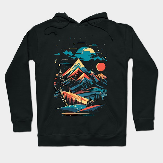 breathtaking mountain landscape with majestic trees and towering peaks in the background Hoodie by alan gaming store